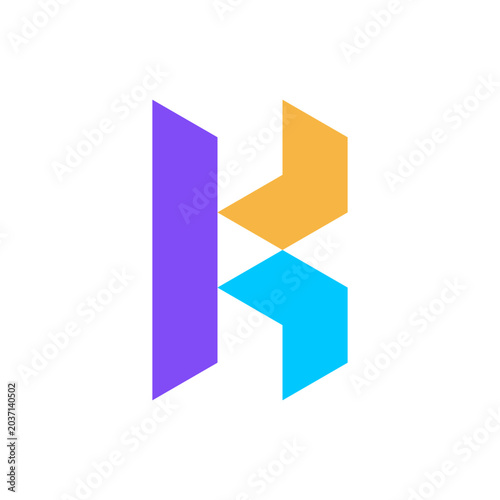 Letter K arrow modern colorful logo design