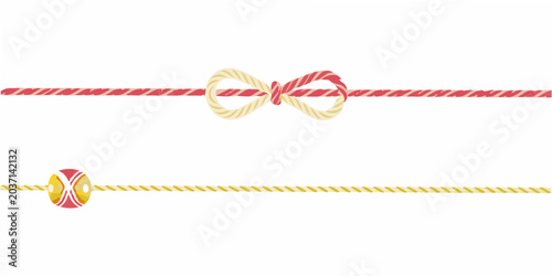 Bild auf Leinwand Japanese Decorative Cords With Knots Flat Vector Illustration