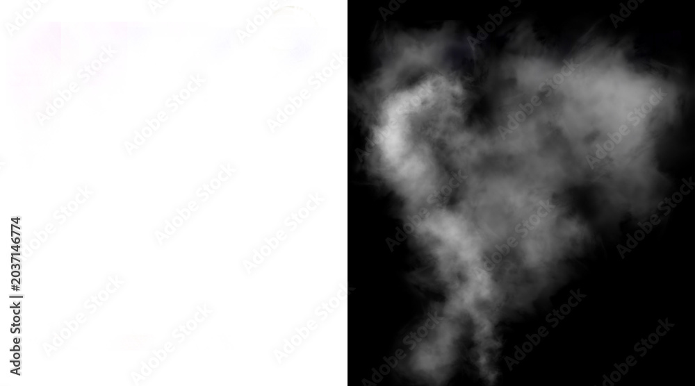 Fototapeta premium Atmospheric white smoke on black background, ethereal steam cloud texture, wispy fog element for compositing and visual effects