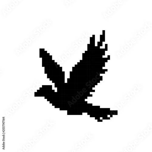 Pixel art flying eagle silhouette