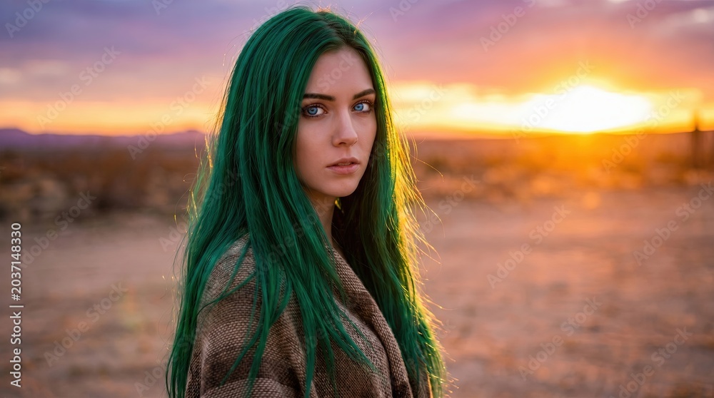 Fototapeta premium Captivating Portrait of a Woman at Sunset
