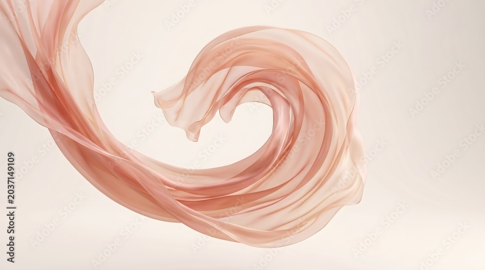 Fototapeta premium Flowing Silk Fabric Swirls in Soft Light