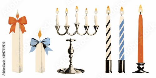 Foto Candles With Flames And Holders A Vector Illustration