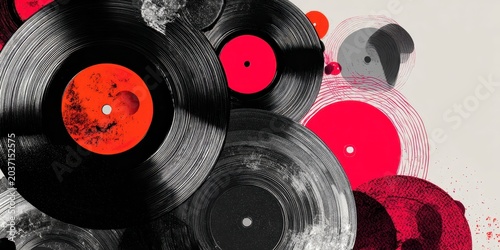 Abstract Design of Colorful Vinyl Records
