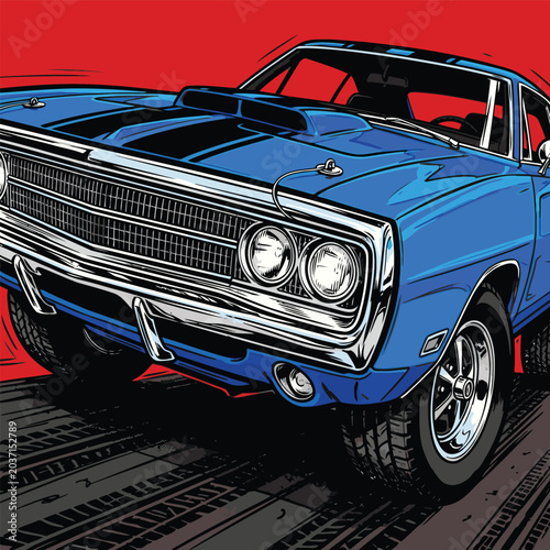 vector image of a dashing American muscle car