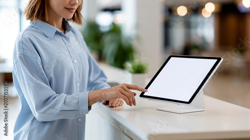 Woman Using a Touchscreen T...
