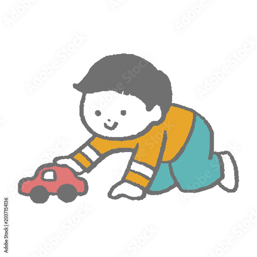 車で遊ぶ男の子