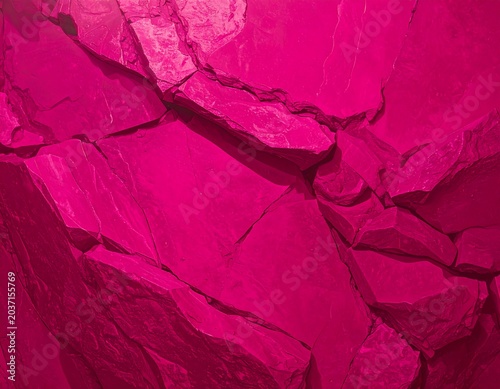 Close-up of a cracked, layered surface with a vibrant magenta color, creating a textured and abstract appearance