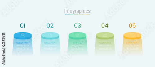 Infographic 5 options design elements for your business data. Vector Illustration.
