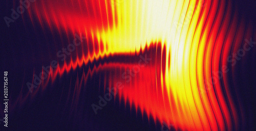 Abstract dark background with glowing red and yellow fire wave distortion and jagged sound wave streak for dramatic energy and music design