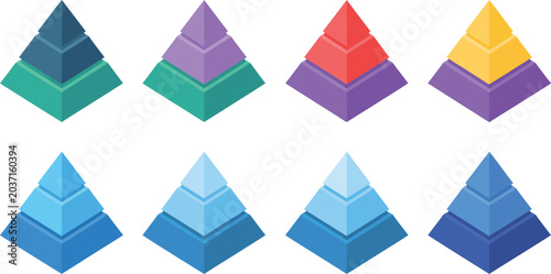 Pyramid Levels Triangular Pyramid Chart Maslow Layer Diagram Development Level Infographic Business Graph Colorful Icon vector design