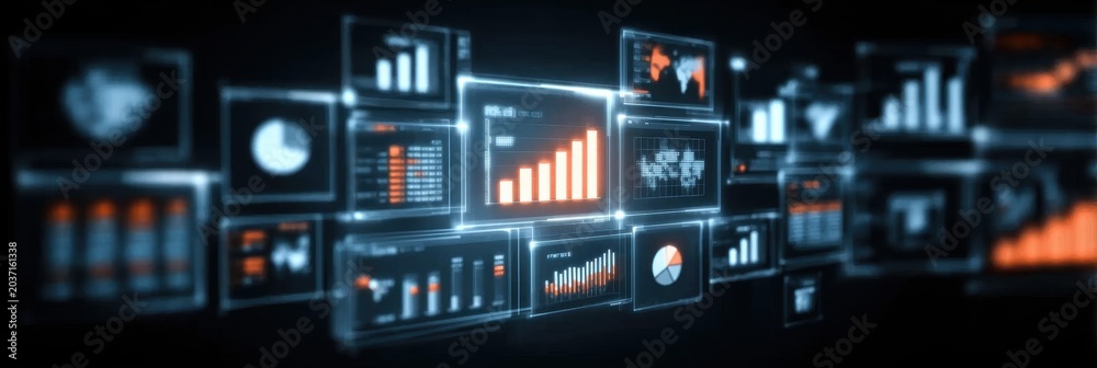 Fototapeta premium Through diligent research and coding, the graph in the report shows a statistic analysis derived from months of intense programming.