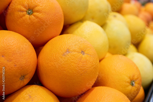 Fresh Oranges and Lemons Close-up Pile of Citrus Fruits