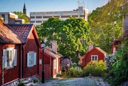 View of Stockholm City in spring