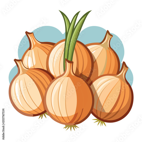 Hand-drawn red onion vector illustration, bold outlines, detailed organic texture, vintage vegetable art style, isolated on dark blue background, colorful flat design, fresh farm produce illustration