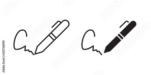 Bild auf Leinwand Signature icon Signature Pen Icon Set in Outline and Glyph Style Digital Signatu