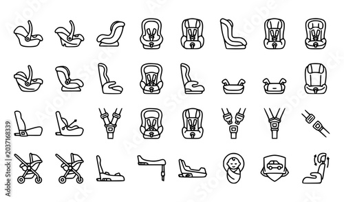 Obraz na płótnie Modern baby car seat icons set