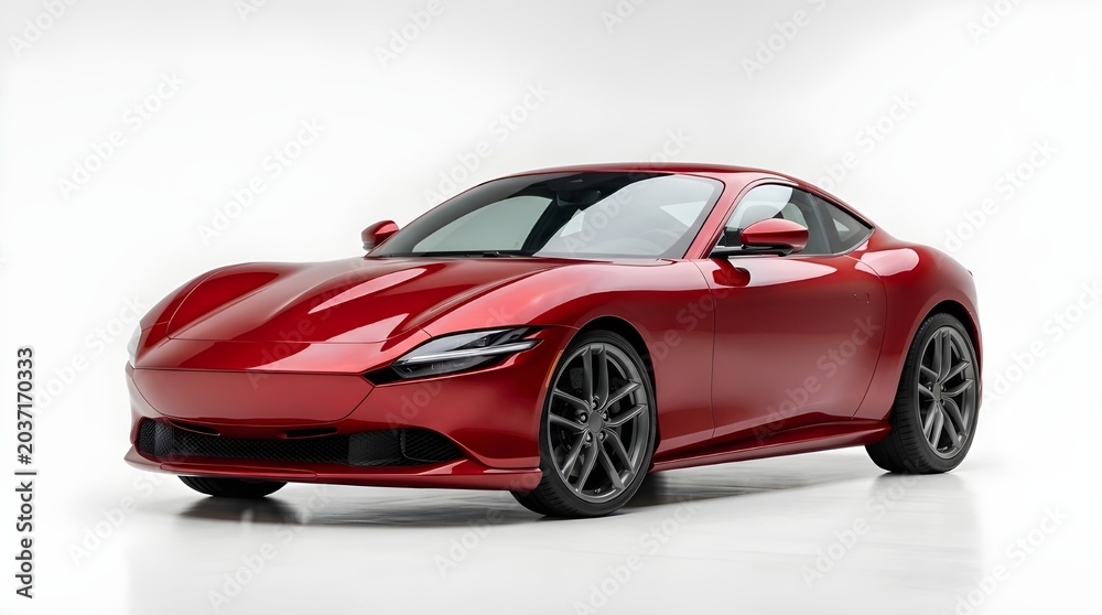 Naklejka premium Futuristic White Electric Supercar Concept in Studio Light Sleek Modern Luxury Sports Car Isolated on White Background High-Performance Electric Coupe Concept Car Design
