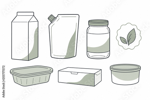 Sustainable packaging icon set