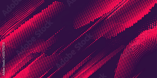 Photos Crimson Streaks on Amethyst: Dynamic abstract pattern featuring vibrant crimson streaks composed of tiny dots, set against a deep amethyst background