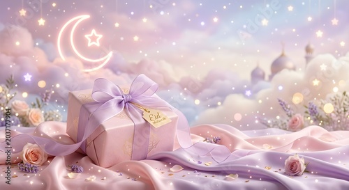 Dreamy Pastel Eid Gift Box with Floral Decorations