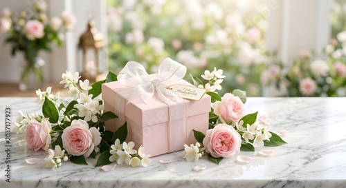 Floral Eid Gift Presentation on Marble Table