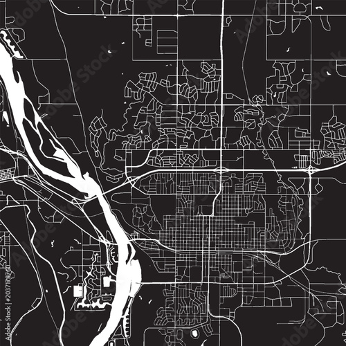 Konstfotografi Bismarck North Dakota Vector Map, Detailed City Street Map Black and White Minim