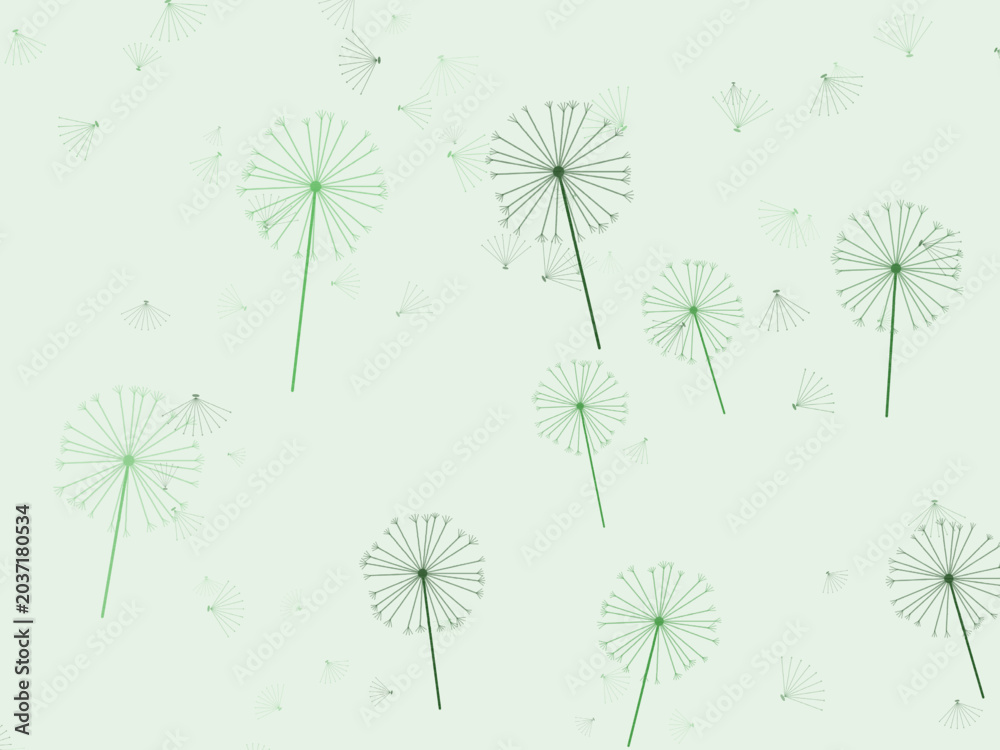 Obraz premium Floating Dandelion Seeds Dreamy Spring Pattern