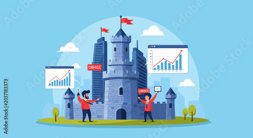 Strong Castle Mascot Building Illustration Vector Art for Fantasy Games and Royal Emblems