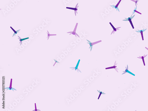Bild auf Leinwand Colorful Dragonflies Scattered Nature Summer Pattern