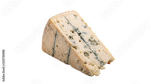 Foto A wedge piece block of gourmet blue mold cheese isolated on transparent backgrou
