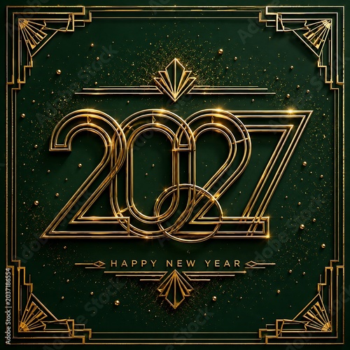 Futuristic 2027 New Year Digital Celebration Background