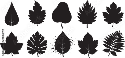 Diverse collection of black silhouette illustrations including people in various poses, functional icons, animal shapes, and nature elements, isolated vector graphic elements.