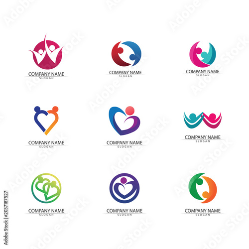 Abstract people logo design.fun people,healthy people,sport,community people symbol vector illustration