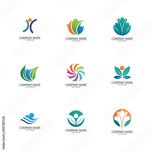 Abstract people logo design.fun people,healthy people,sport,community people symbol vector illustration