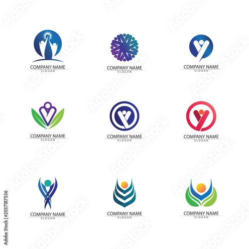 Abstract people logo design.fun people,healthy people,sport,community people symbol vector illustration