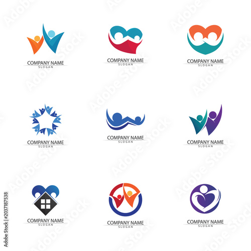 Abstract people logo design.fun people,healthy people,sport,community people symbol vector illustration
