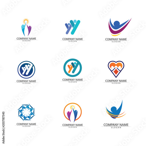 Abstract people logo design.fun people,healthy people,sport,community people symbol vector illustration
