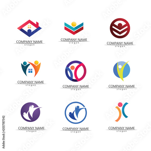 Abstract people logo design.fun people,healthy people,sport,community people symbol vector illustration
