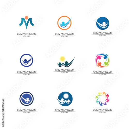 Abstract people logo design.fun people,healthy people,sport,community people symbol vector illustration