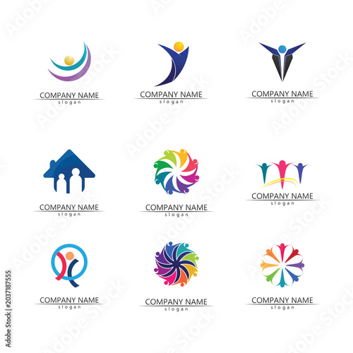 Abstract people logo design.fun people,healthy people,sport,community people symbol vector illustration