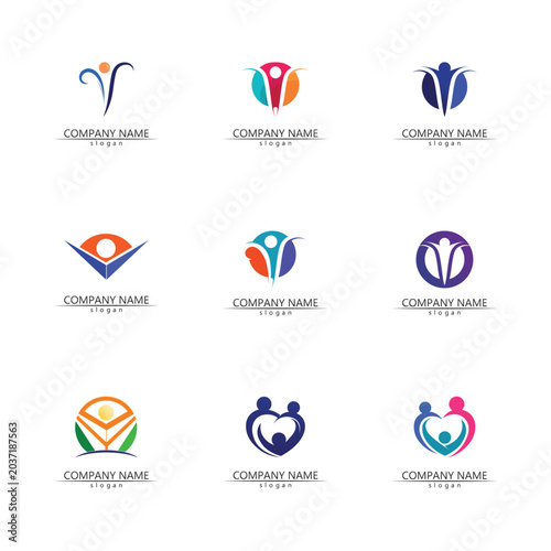 Abstract people logo design.fun people,healthy people,sport,community people symbol vector illustration