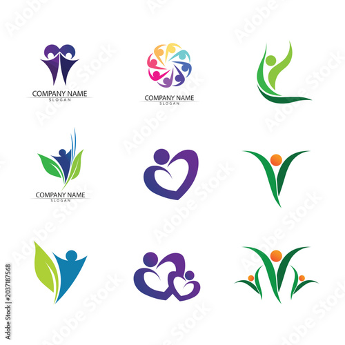 Abstract people logo design.fun people,healthy people,sport,community people symbol vector illustration