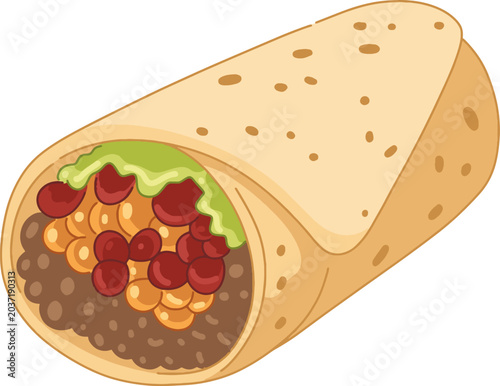 Burrito Fast Food Detailed Illustration
