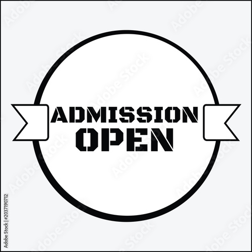 Admission open circular badge design with bold typography for school, college, or institutional promotion