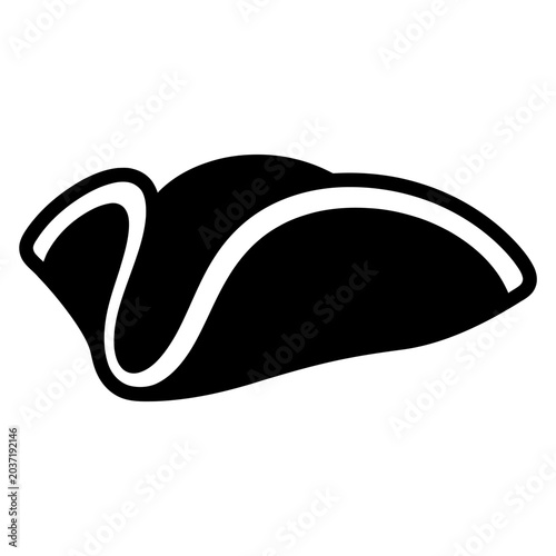 Фотография Pirate Tricorne Hat Black and White Silhouette Vector Icon Isolated on White Bac