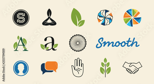 Set of Icons: Business, Health, Nature, Communication & Creativity