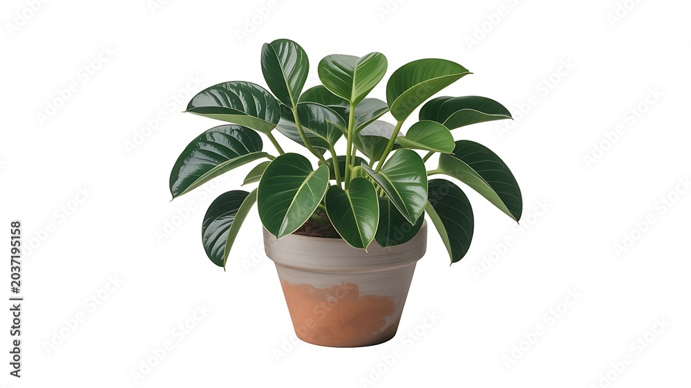 Fototapeta premium Potted Rubber Plant with Copy Space