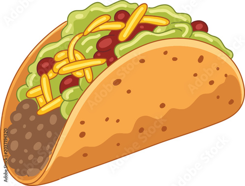 Taco Fast Food Detailed Illustration
