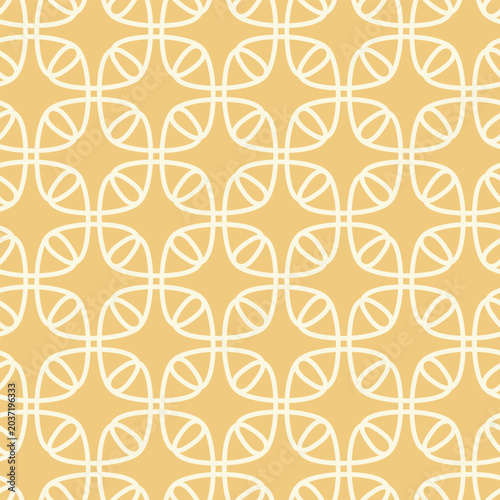 Playful hand drawn geometric ornament tile wallpaper in yellow and white colors. Vector illustration
